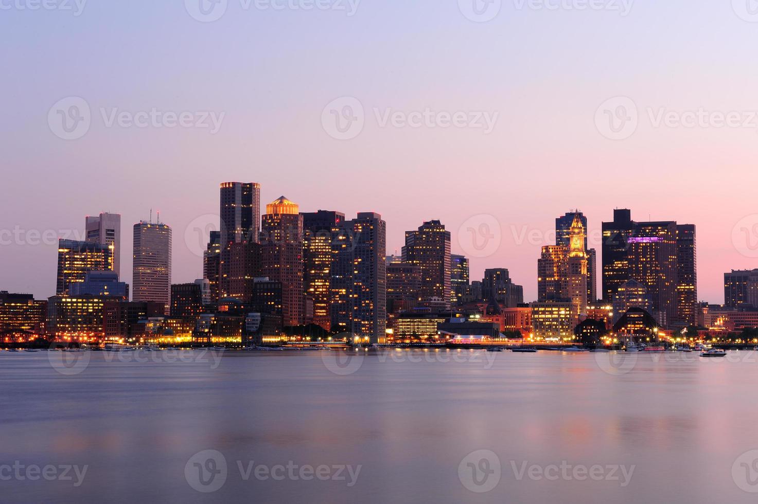 Boston downtown skyline at dusk photo