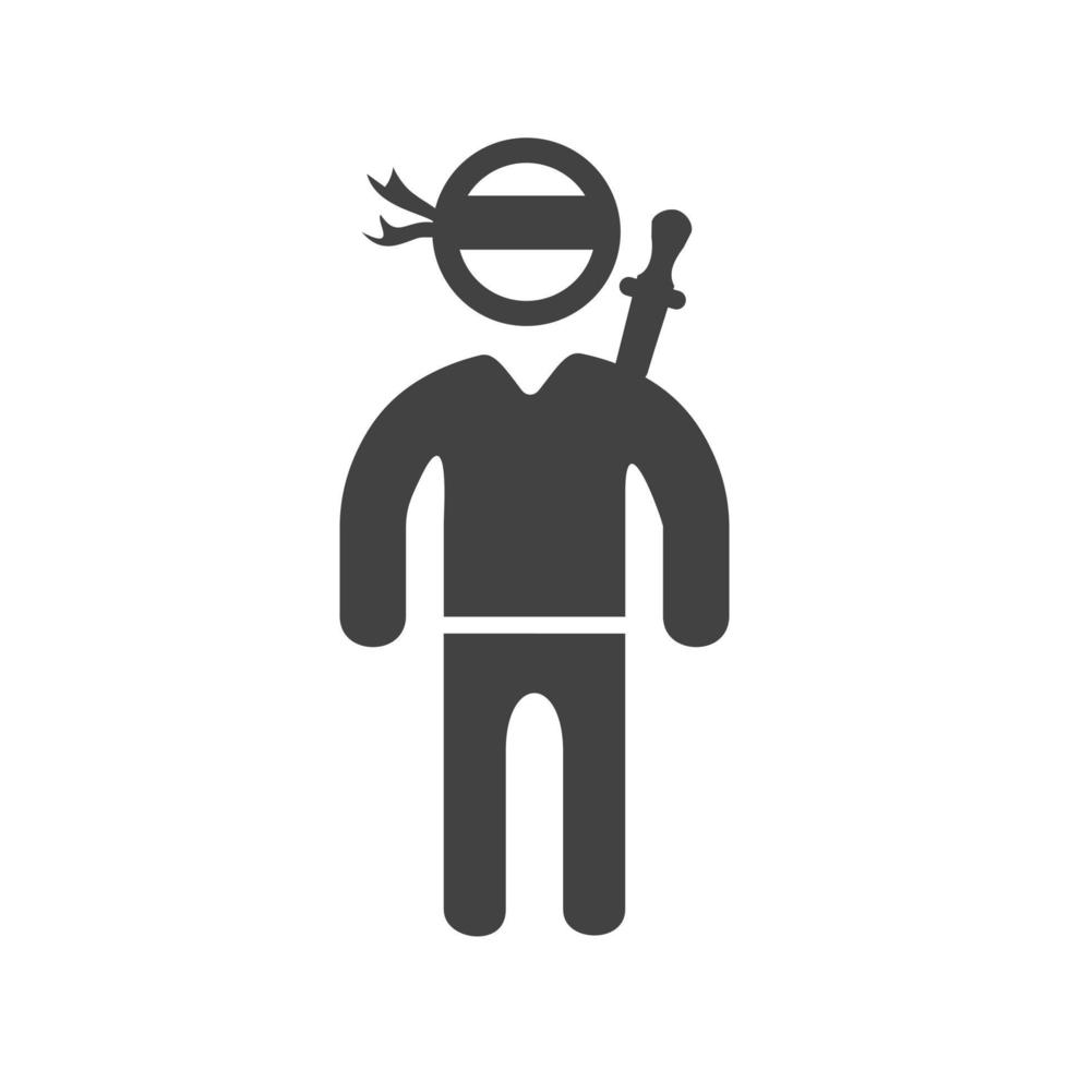 icono de glifo de guerrero ninja negro vector