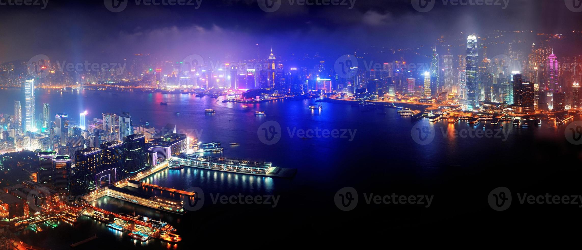 Hong Kong aerial night photo