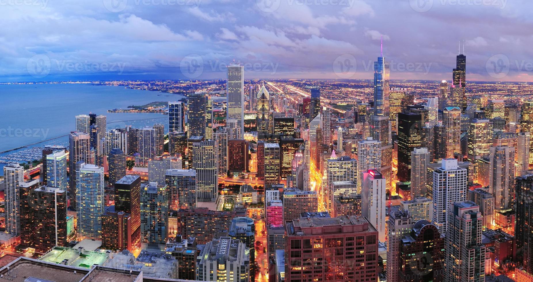 Chicago skyline panorama aerial view photo