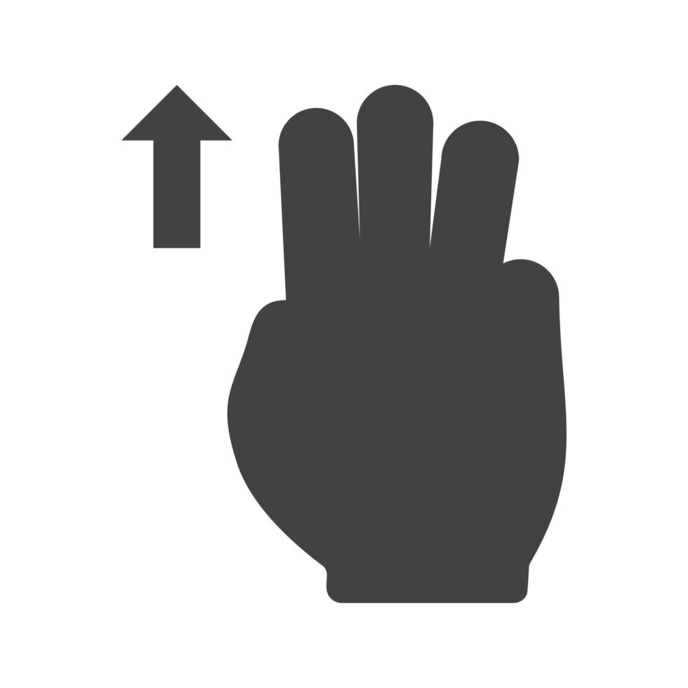 tres dedos hacia abajo icono de glifo negro vector