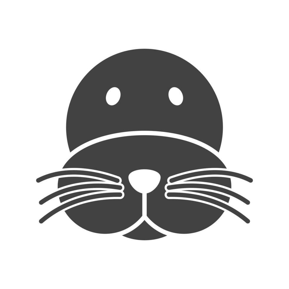 Sea Lion Face Glyph Black Icon vector