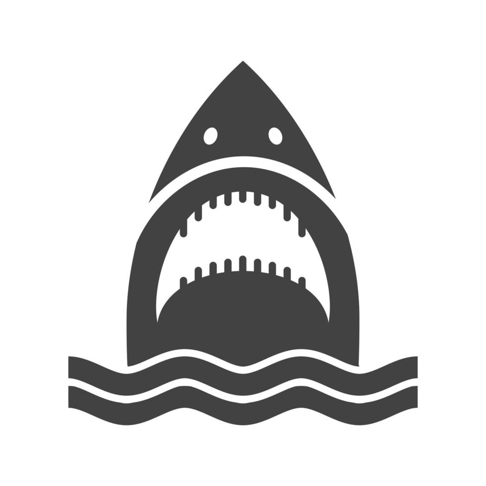 Shark Face Glyph Black Icon vector