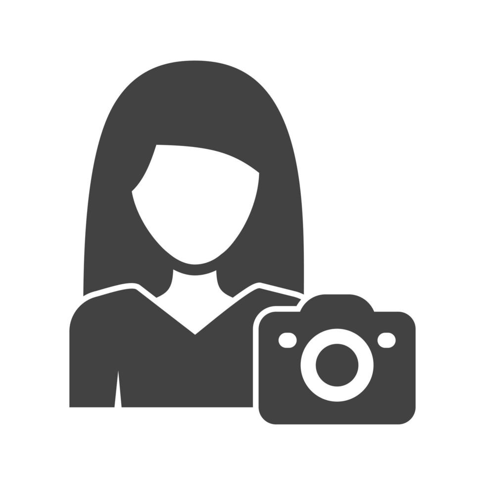 fotógrafo glifo icono negro vector