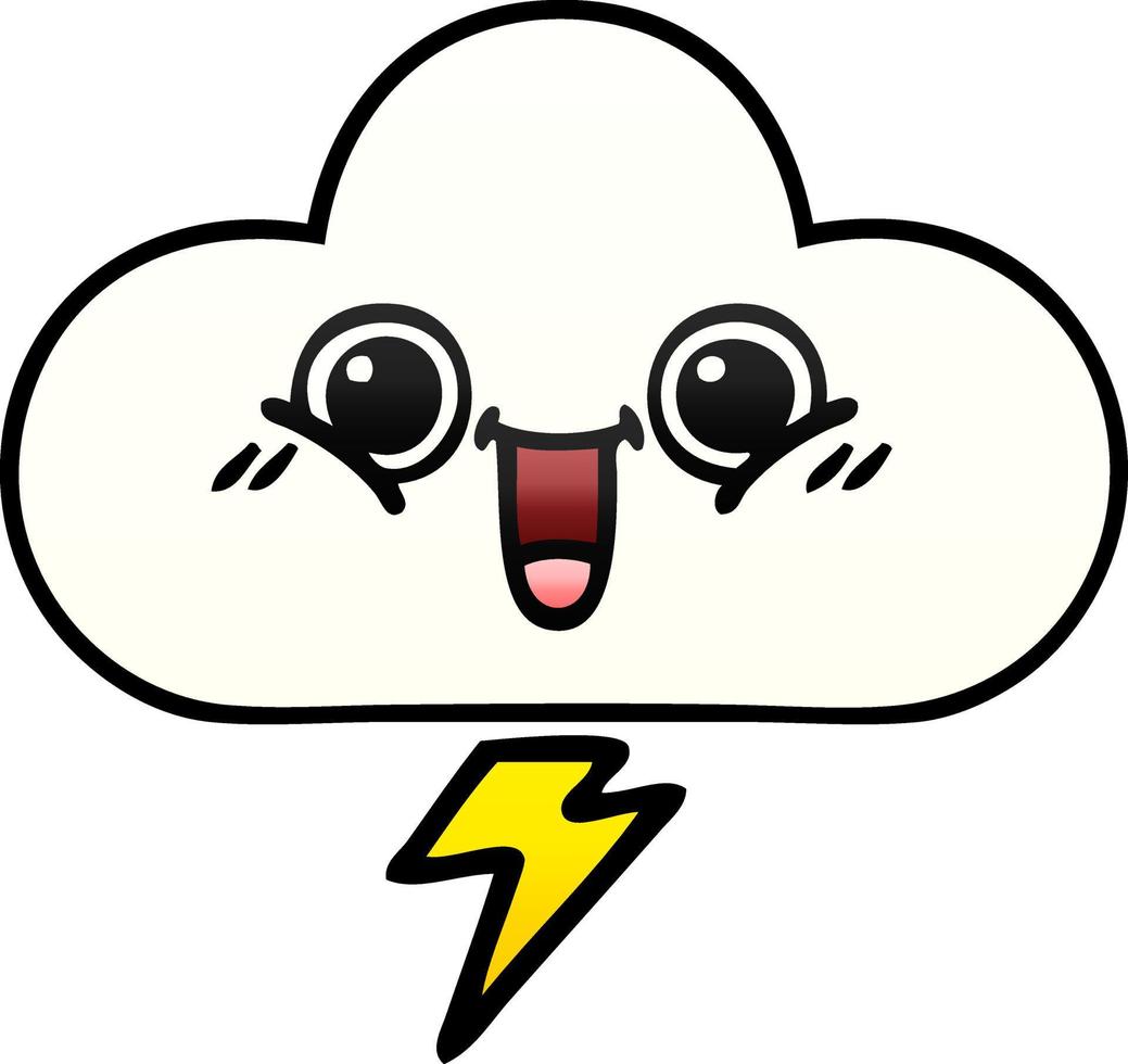 gradient shaded cartoon storm cloud vector