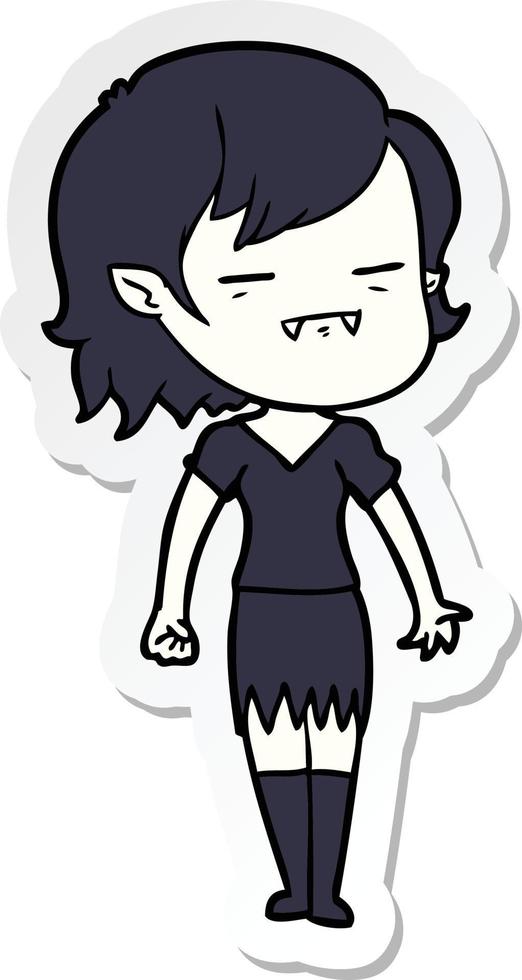 sticker of a cartoon undead vampire girl vector