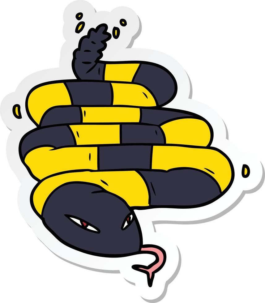 sticker of a cartoon poisonous snake vector