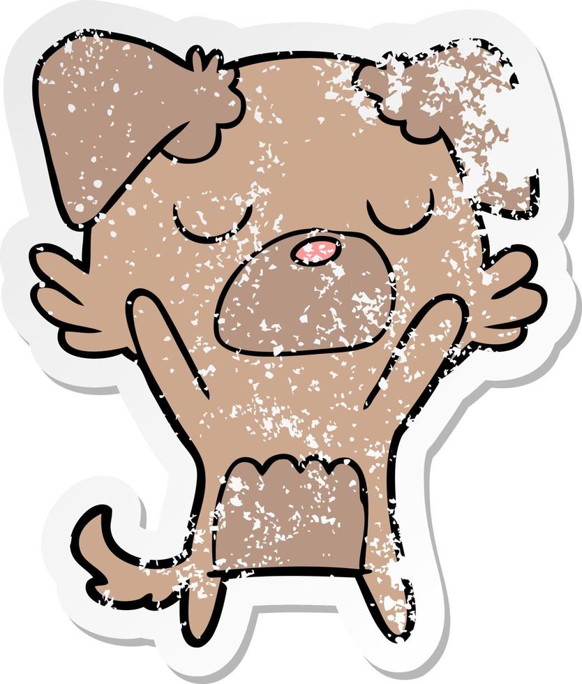 distressed sticker of a cartoon dog vector