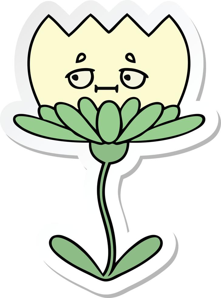 sticker of a cute cartoon flower vector