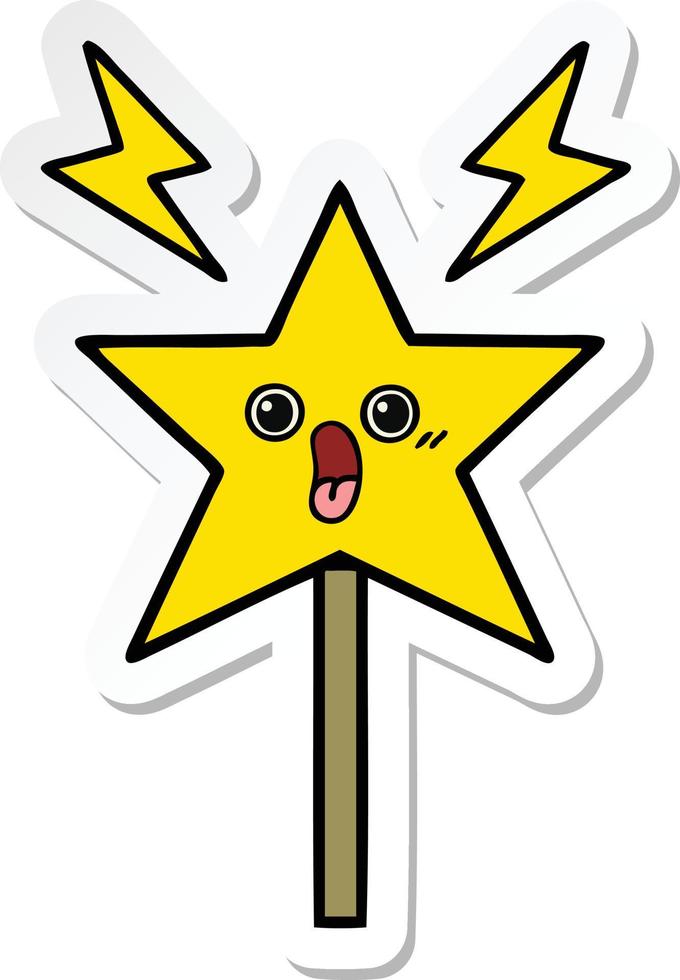 sticker of a cute cartoon magic wand vector