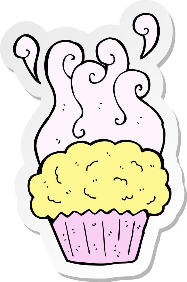 sticker of a cartoon cupcake vector