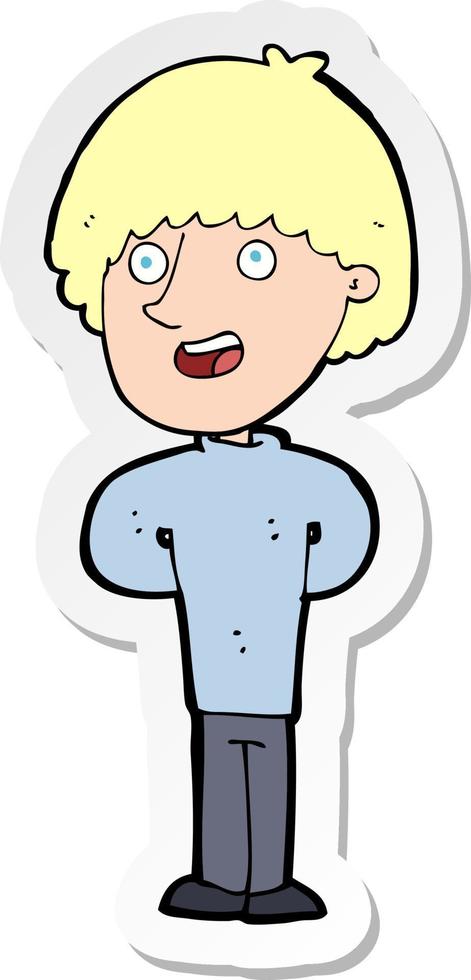 sticker of a cartoon happy man vector