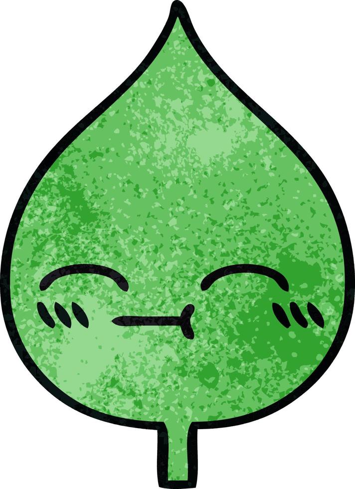 retro grunge texture cartoon expressional leaf vector