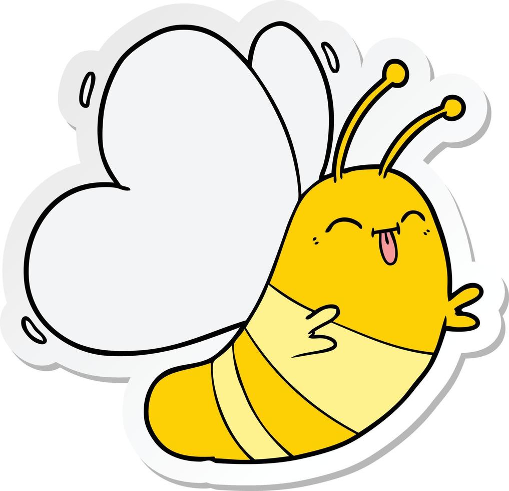 sticker of a funny cartoon butterfly vector