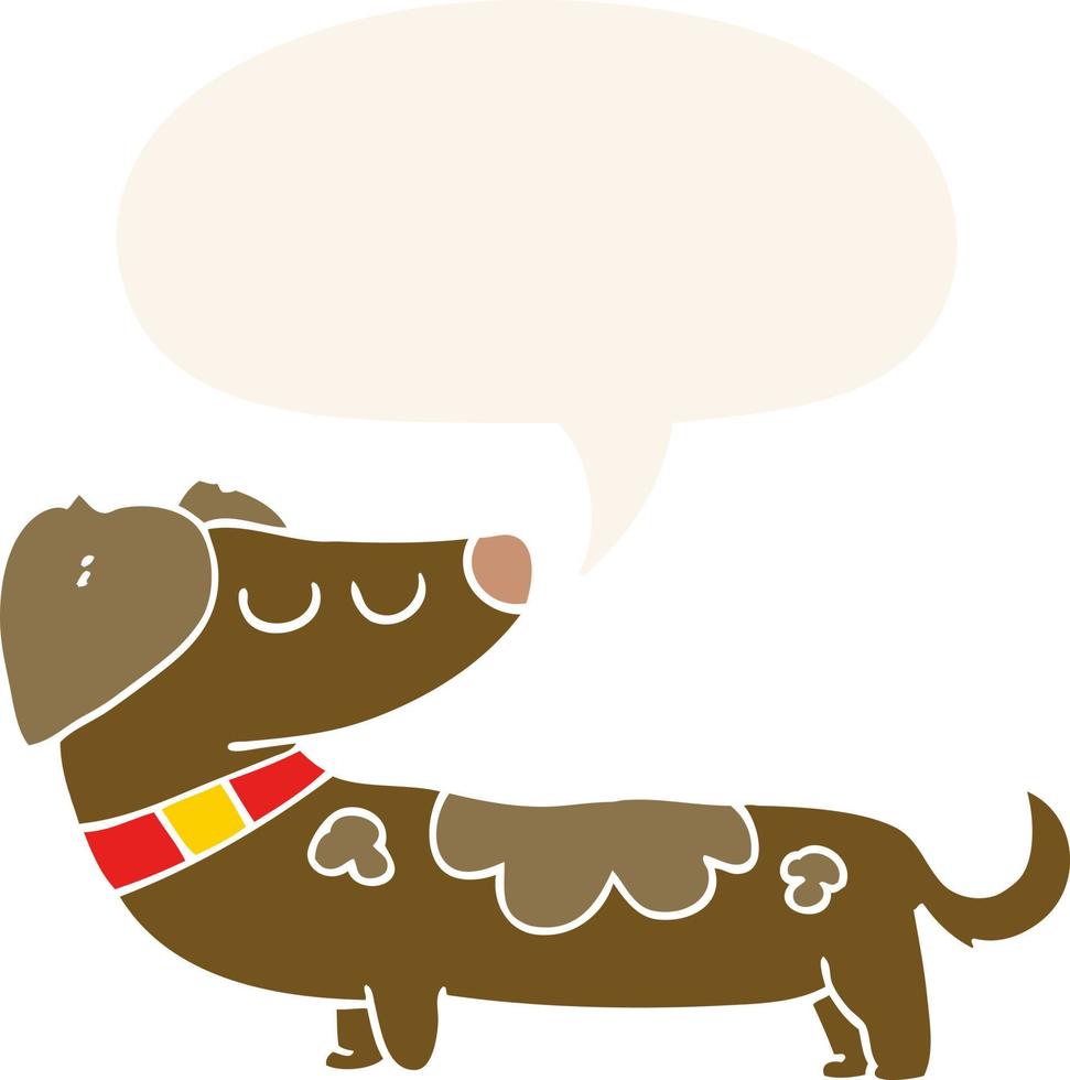 perro de dibujos animados y bocadillo de diálogo en estilo retro vector