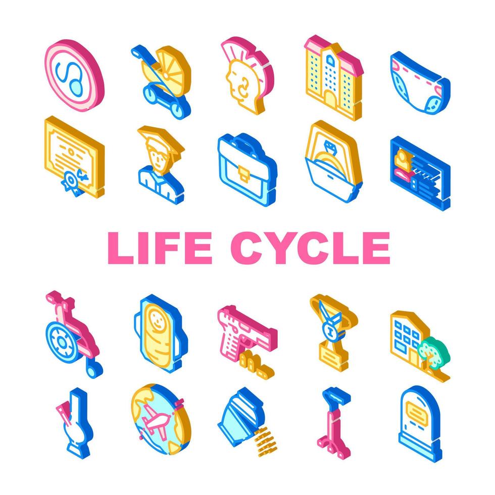 Life Cycle People Collection Icons Set Vector