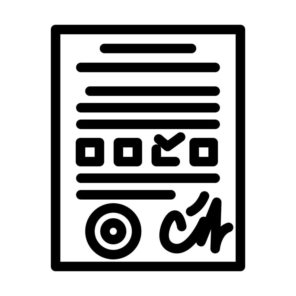 ilustración de vector de icono de línea de documentos de examen