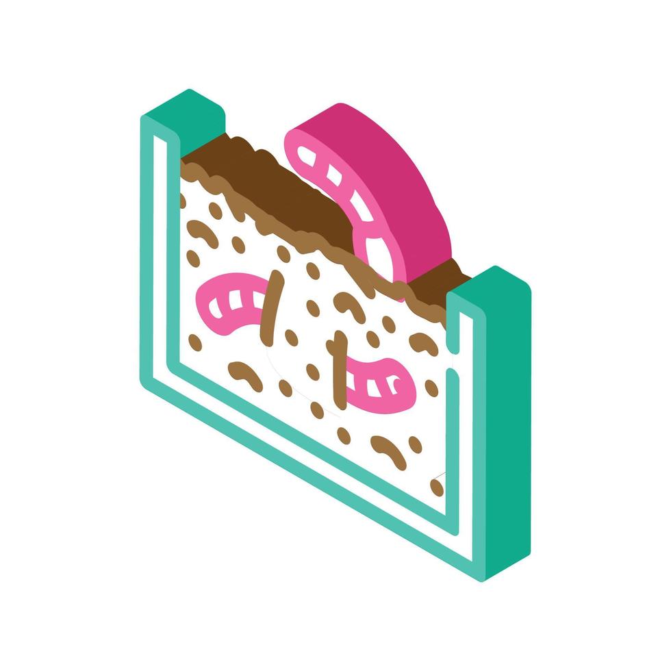 worms in ground isometric icon vector illustration