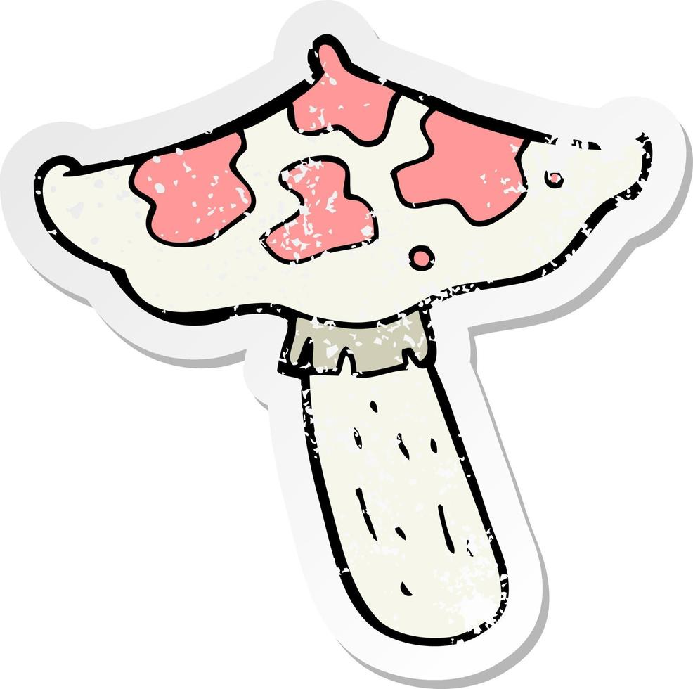 retro distressed sticker of a cartoon toadstool vector