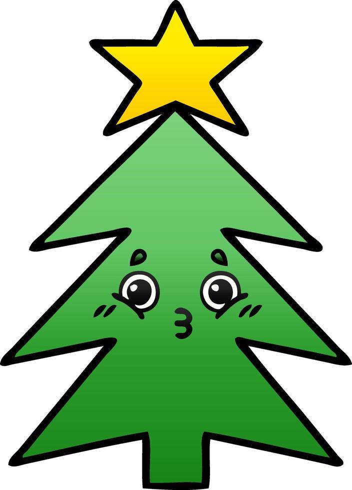 gradient shaded cartoon christmas tree vector