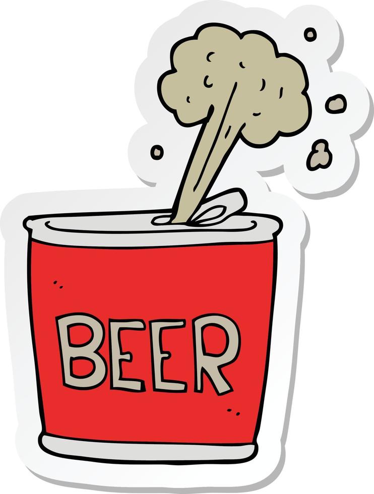 sticker of a cartoon beer can vector