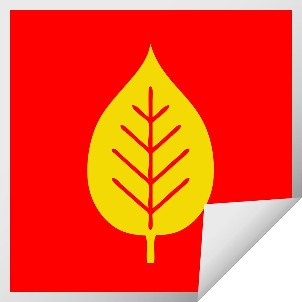 square peeling sticker cartoon green leaf vector