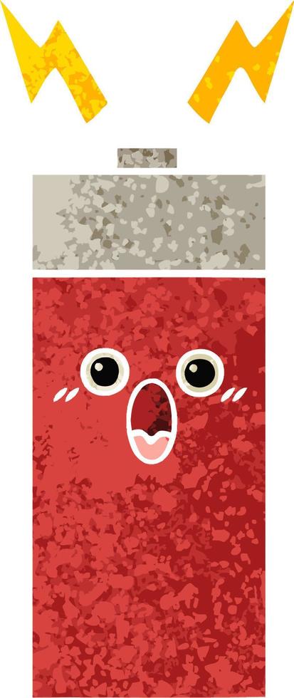 retro illustration style cartoon battery vector