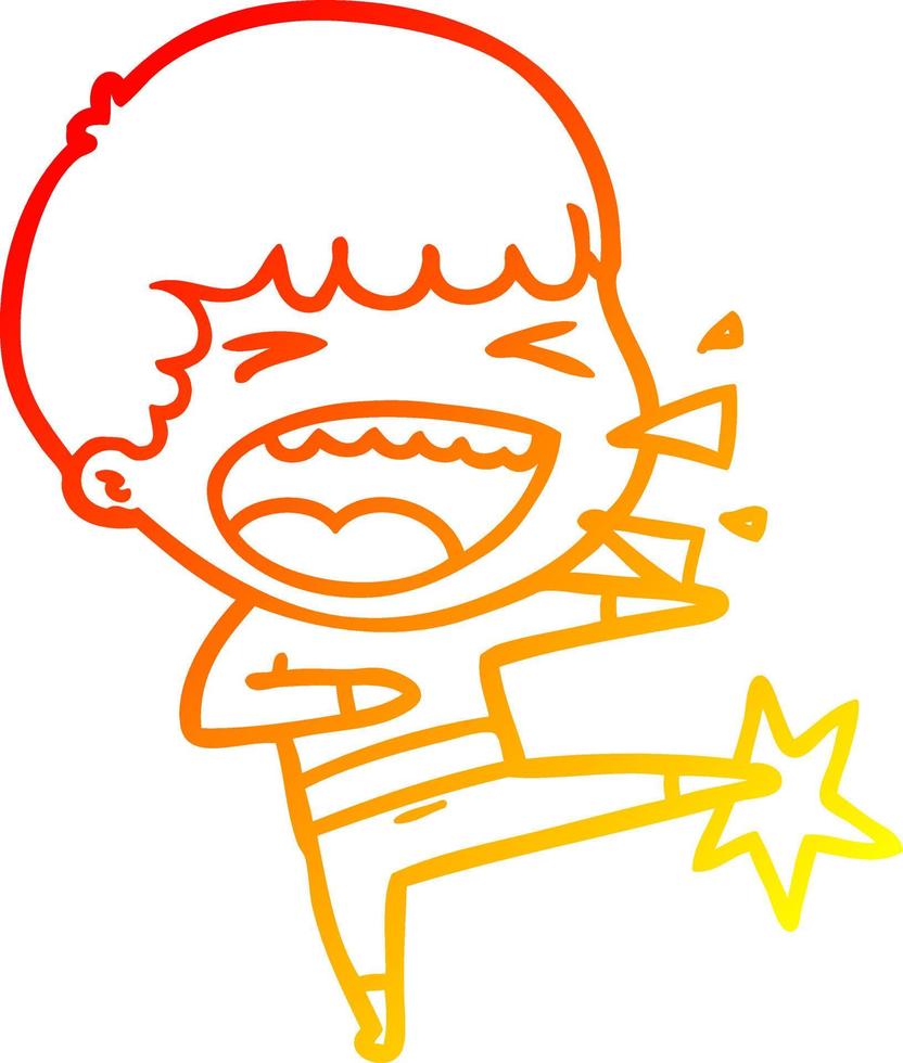 warm gradient line drawing cartoon laughing man vector