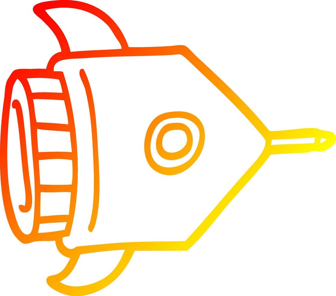 warm gradient line drawing cartoon spaceship vector