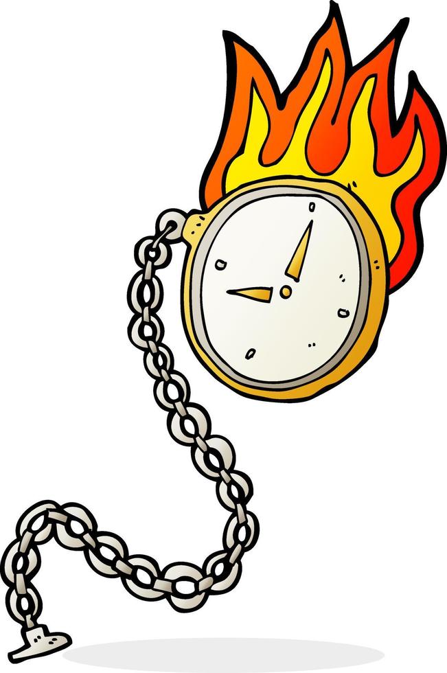 cartoon flaming watch vector