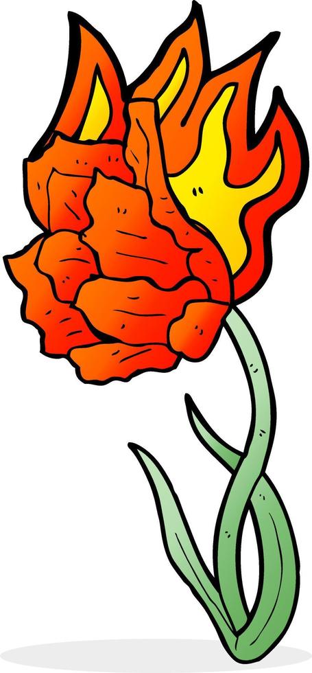 flor llameante de dibujos animados vector