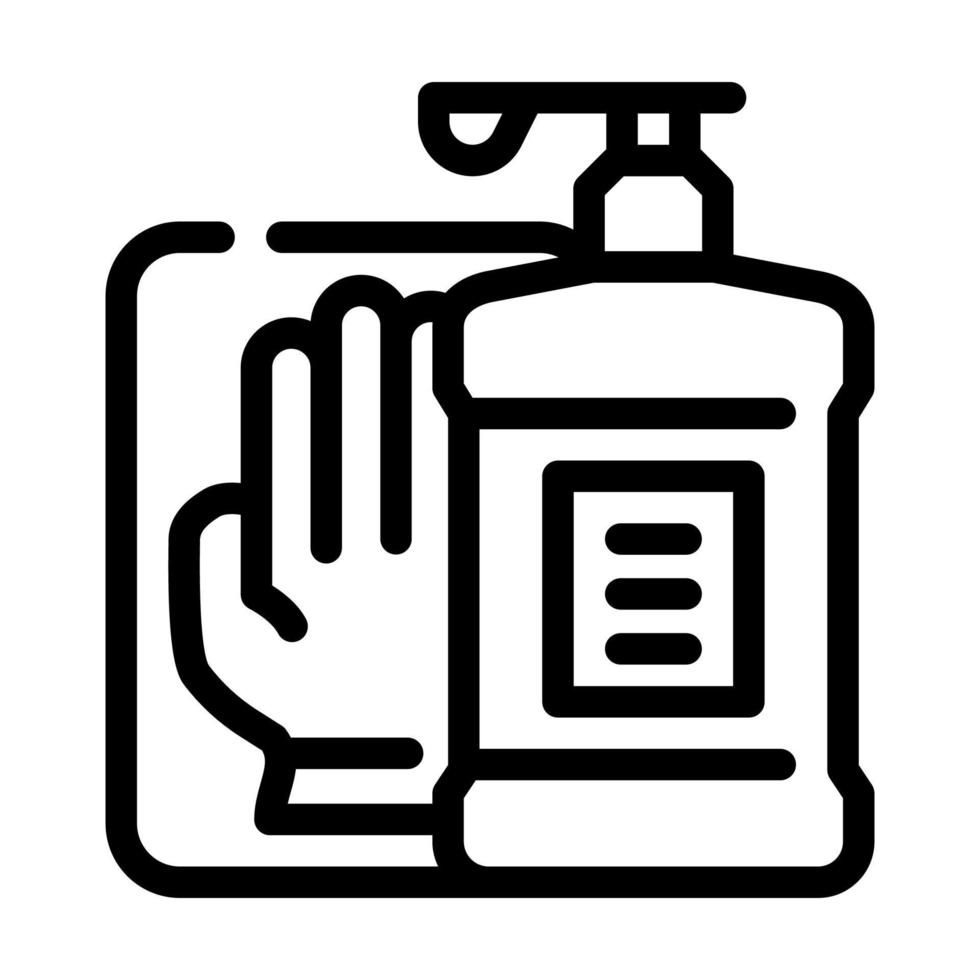 antiseptic and gloves in canteen line icon vector illustration