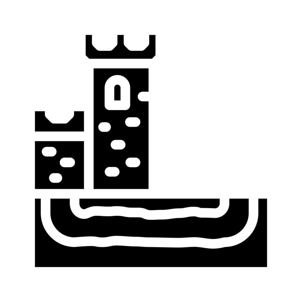 túnel secreto de castillo glifo icono vector ilustración