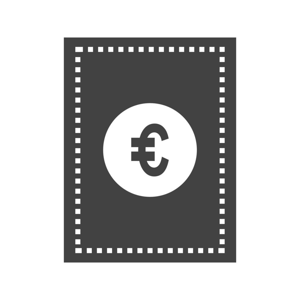 Euro Bill Glyph Black Icon vector