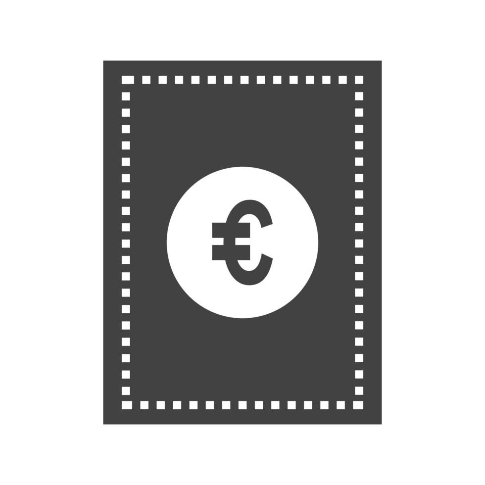 Euro Bill Glyph Black Icon vector