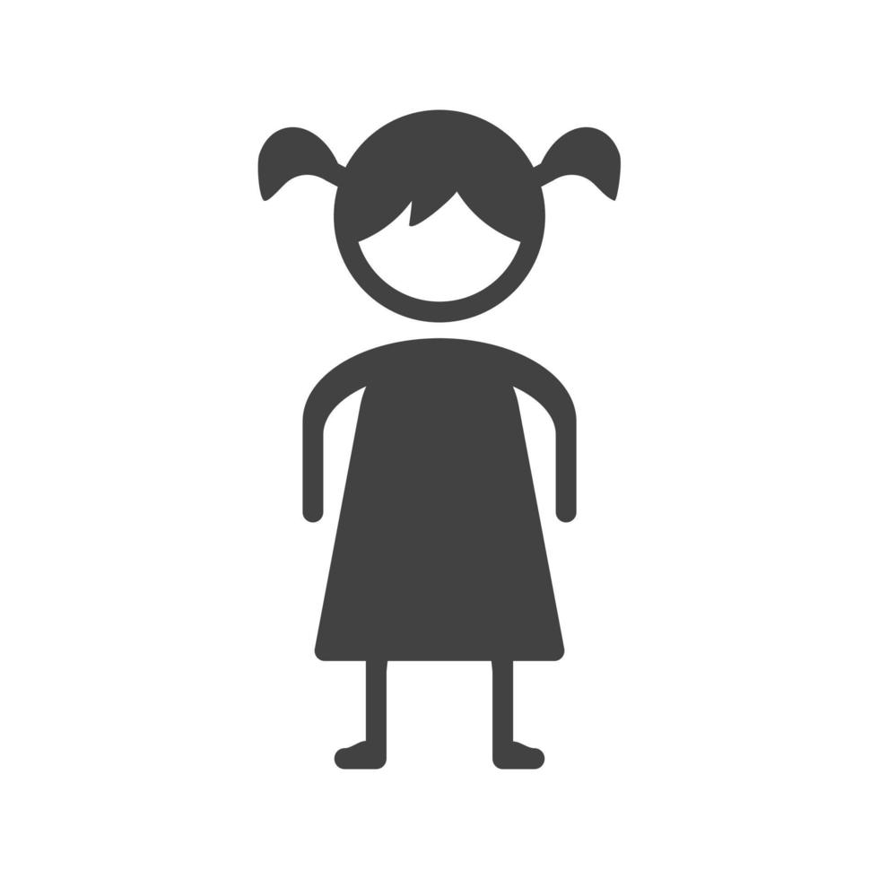 Girl Standing Glyph Black Icon vector