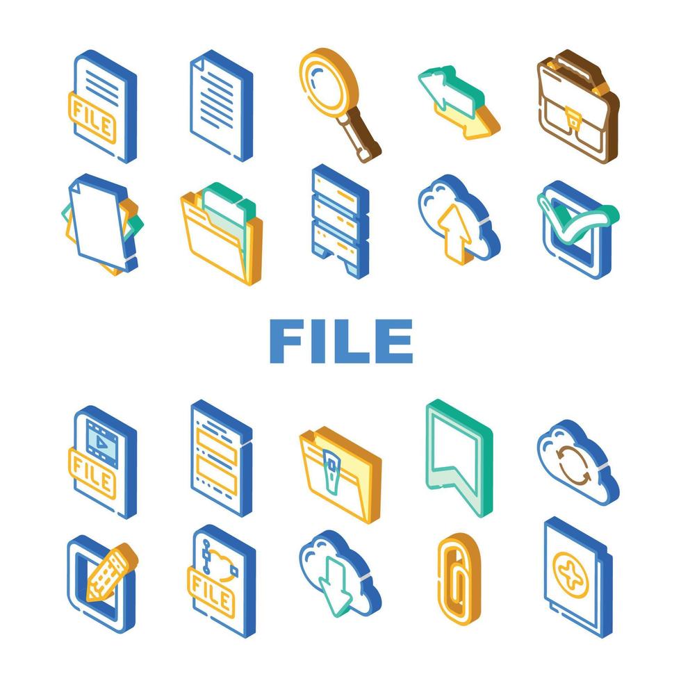 archivo computadora documento digital iconos conjunto vector
