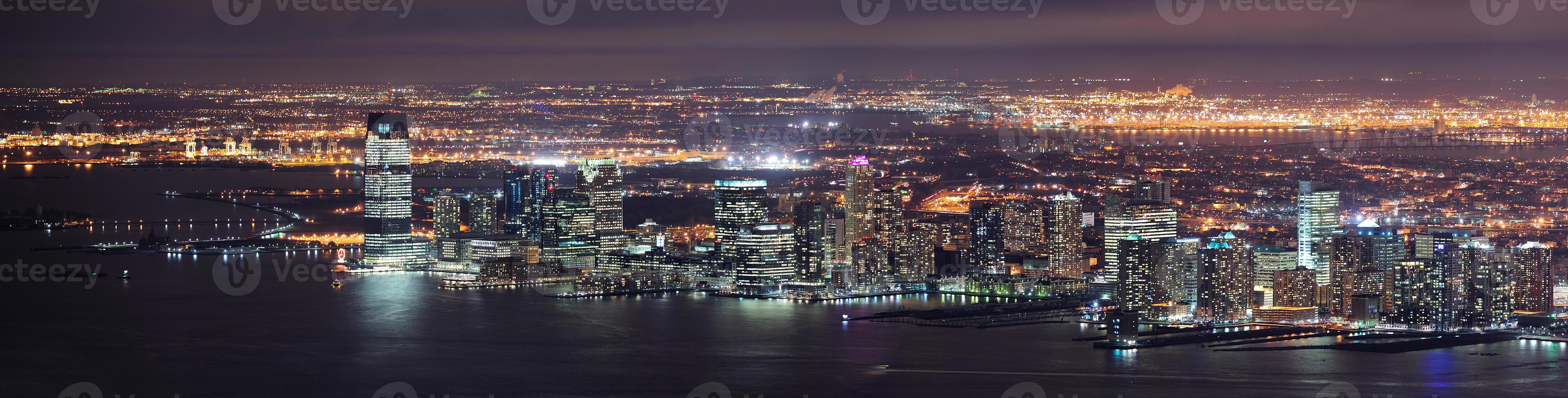 New Jersey night Panorama from New York City Manhattan photo