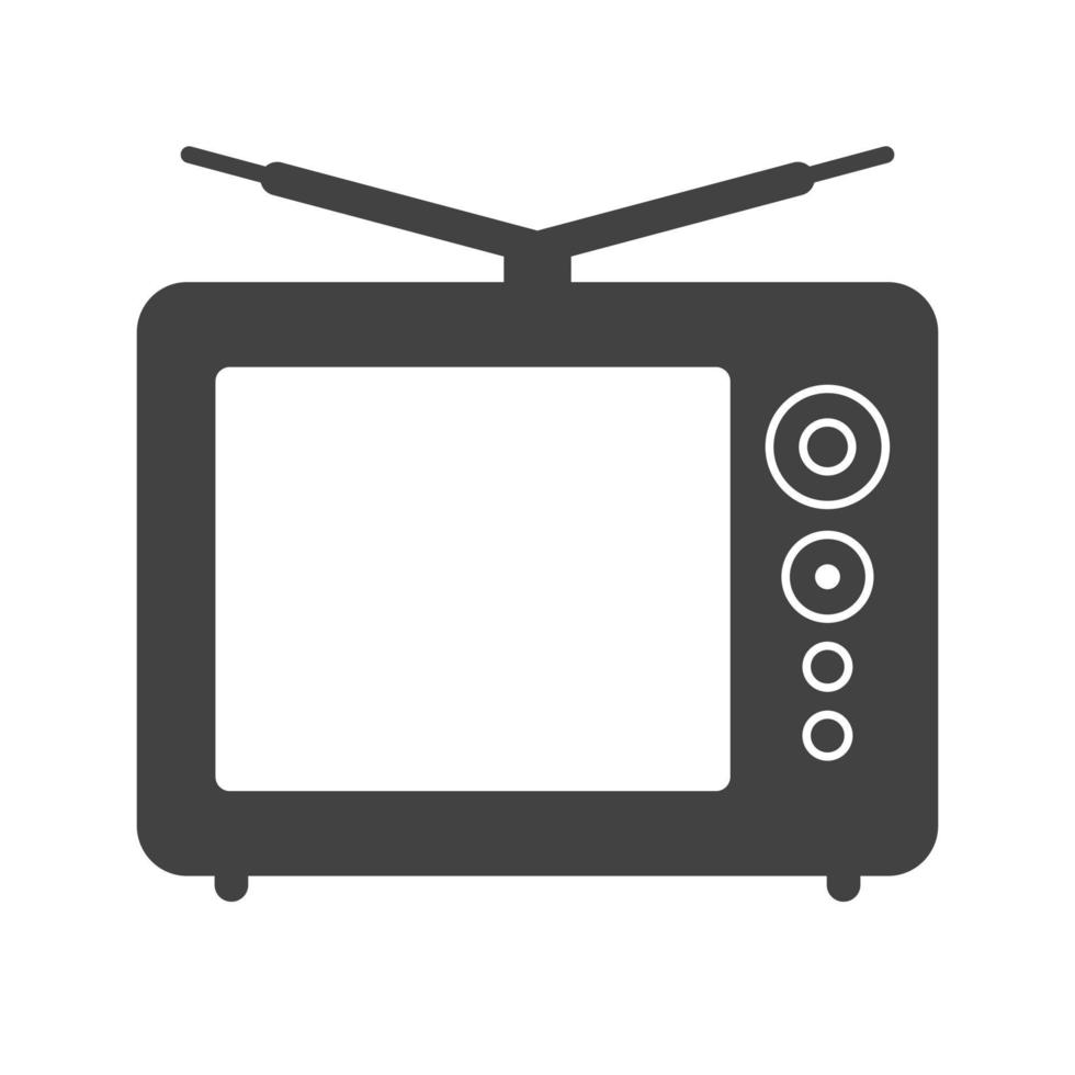 icono de glifo de transmisión de televisión negro vector