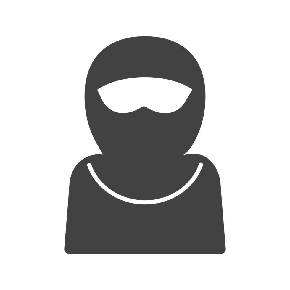 mujer con niqab glifo icono negro vector