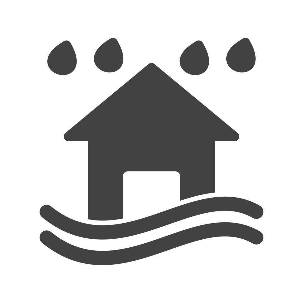 Heavy Rain and Flood Glyph Black Icon vector
