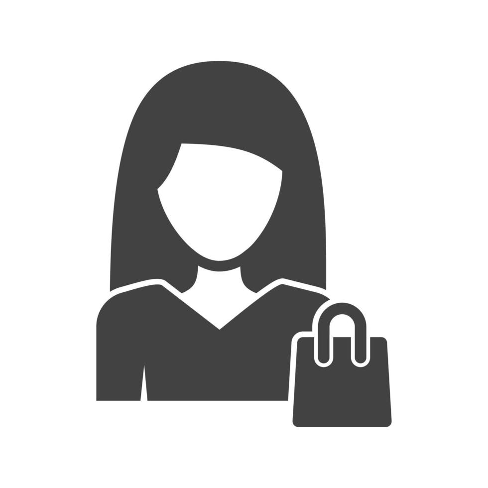 Woman Shopping Glyph Black Icon vector