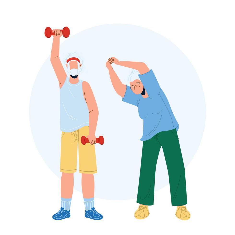 Ancianos fitness ejercicio pareja senior ilustración vectorial vector