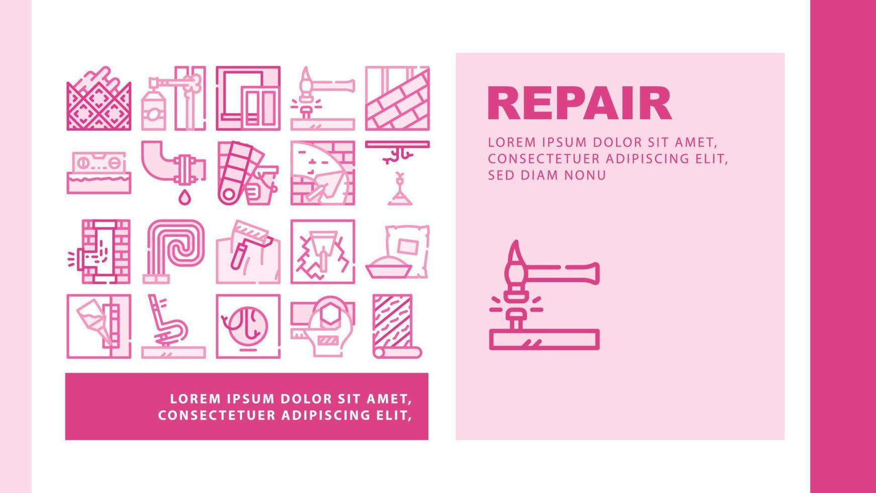 Home Repair Service Landing Header Vector