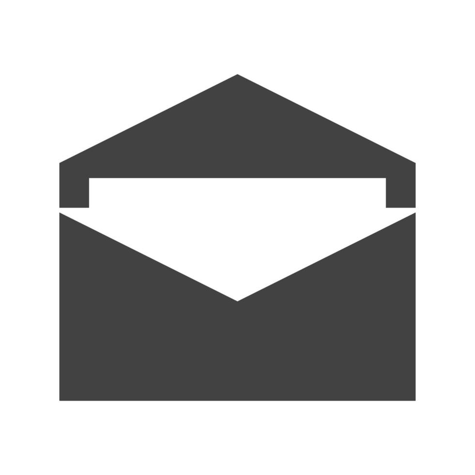 Open Envelope Glyph Black Icon vector