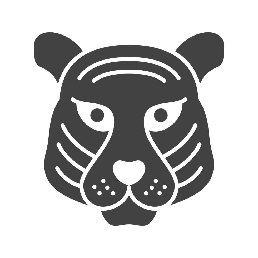 icono de glifo de cara de tigre negro vector