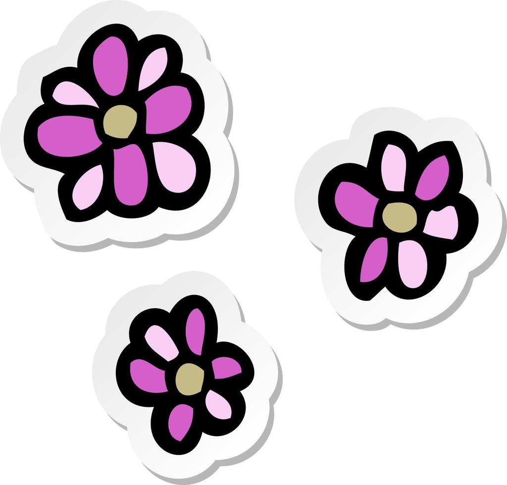 sticker of a cartoon flowers vector