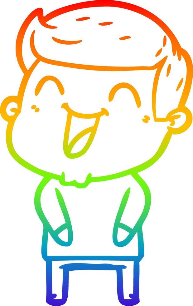 rainbow gradient line drawing cartoon man laughing vector