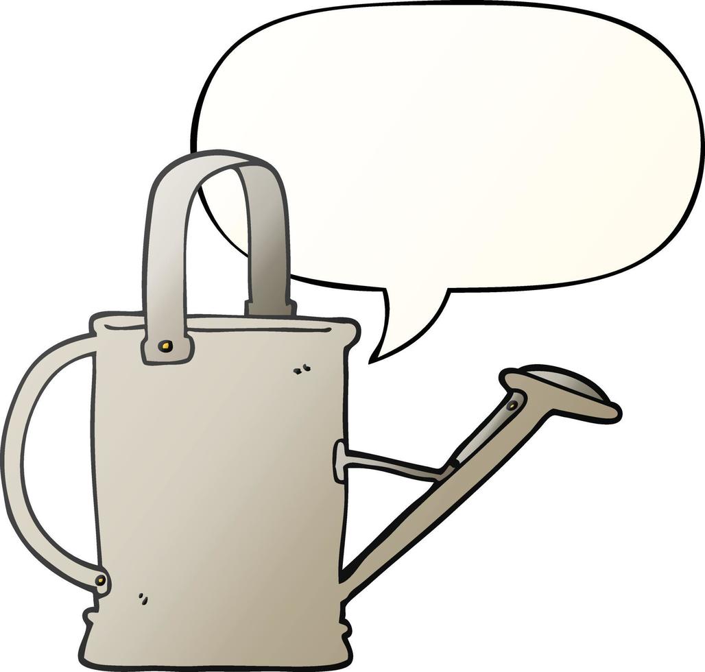 cartoon watering can and speech bubble in smooth gradient style vector