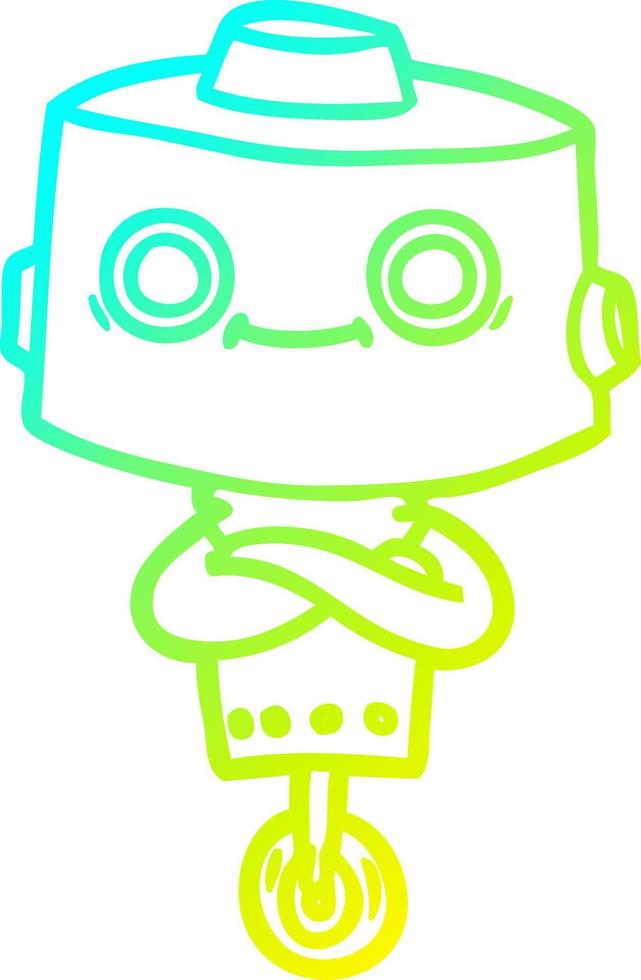 cold gradient line drawing cartoon robot vector